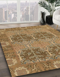 Abstract Dark Bisque Brown Modern Rug, abs1657