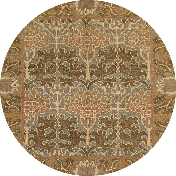 Round Abstract Dark Bisque Brown Modern Rug, abs1657
