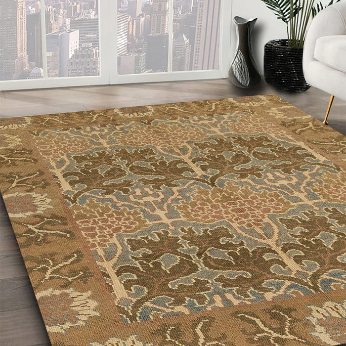 Machine Washable Abstract Dark Bisque Brown Rug in a Family Room, wshabs1657