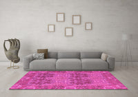 Machine Washable Abstract Pink Modern Rug, wshabs1657pnk