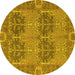 Round Machine Washable Abstract Yellow Modern Rug, wshabs1657yw