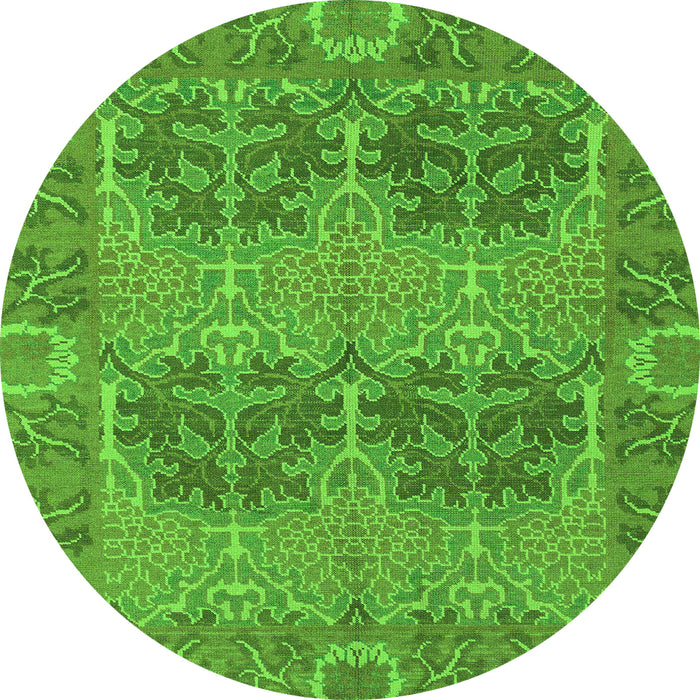 Round Machine Washable Abstract Green Modern Area Rugs, wshabs1657grn