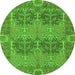 Round Machine Washable Abstract Green Modern Area Rugs, wshabs1657grn