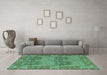 Machine Washable Abstract Turquoise Modern Area Rugs in a Living Room,, wshabs1657turq