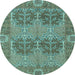 Round Abstract Light Blue Modern Rug, abs1657lblu