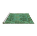 Sideview of Machine Washable Abstract Turquoise Modern Area Rugs, wshabs1657turq