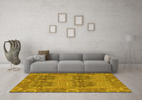 Machine Washable Abstract Yellow Modern Rug, wshabs1657yw