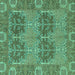 Square Machine Washable Abstract Turquoise Modern Area Rugs, wshabs1657turq