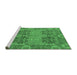 Sideview of Machine Washable Abstract Emerald Green Modern Area Rugs, wshabs1657emgrn