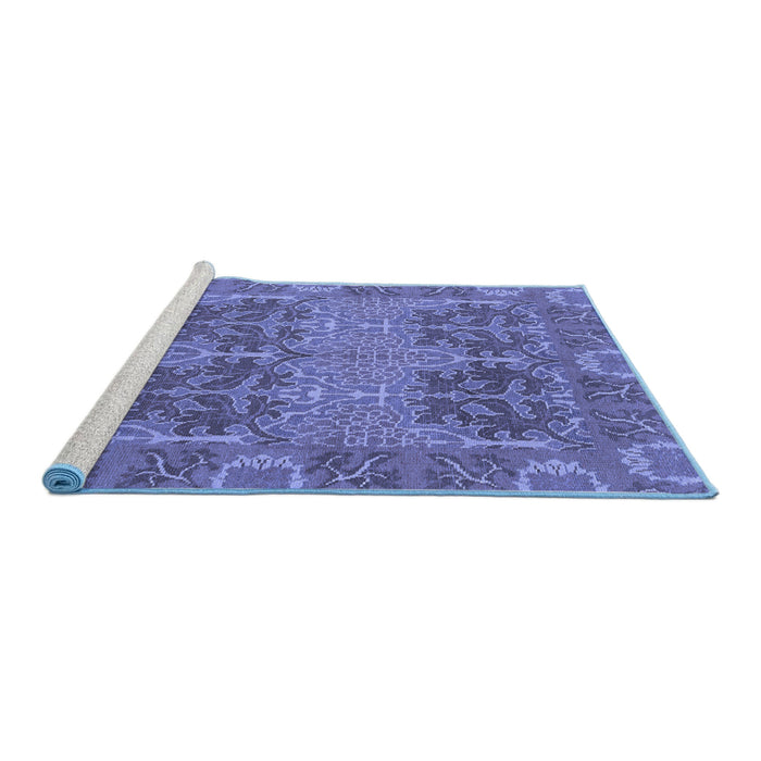 Sideview of Machine Washable Abstract Blue Modern Rug, wshabs1657blu