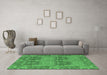 Machine Washable Abstract Emerald Green Modern Area Rugs in a Living Room,, wshabs1657emgrn