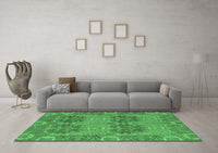 Machine Washable Abstract Emerald Green Modern Rug, wshabs1657emgrn