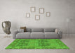 Machine Washable Abstract Green Modern Area Rugs in a Living Room,, wshabs1657grn