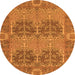 Round Machine Washable Abstract Orange Modern Area Rugs, wshabs1657org