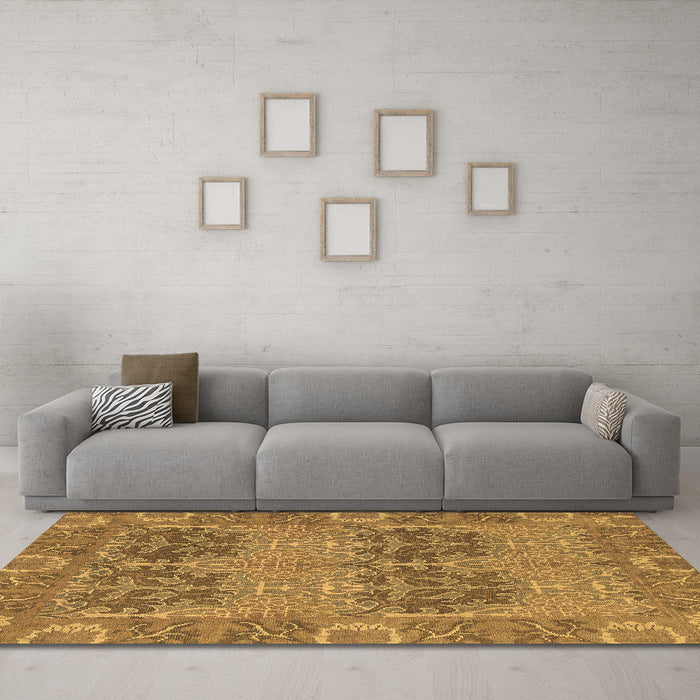 Machine Washable Abstract Brown Modern Rug in a Living Room,, wshabs1657brn