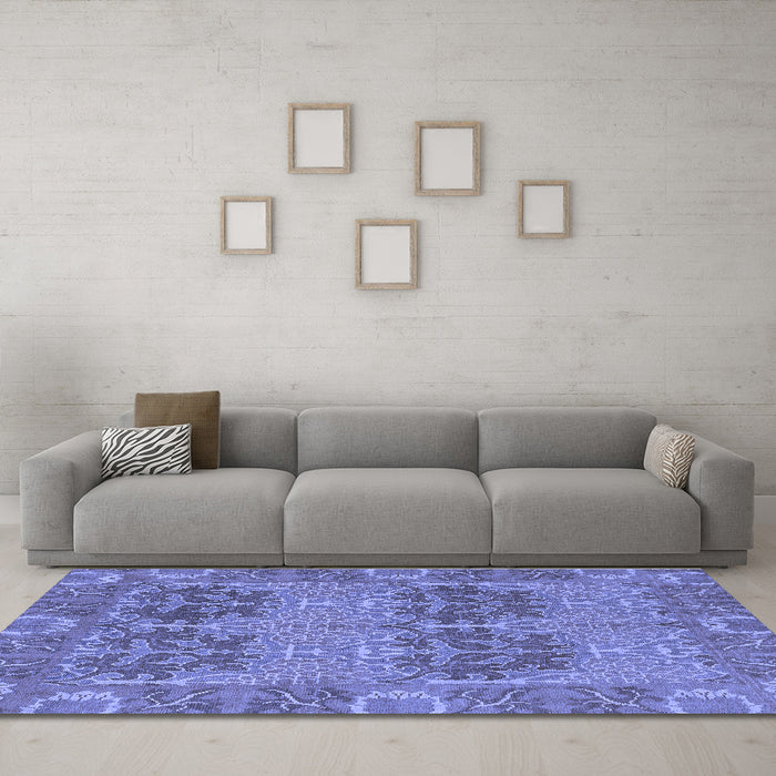 Machine Washable Abstract Blue Modern Rug in a Living Room, wshabs1657blu