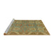 Sideview of Machine Washable Abstract Brass Green Rug, wshabs1658