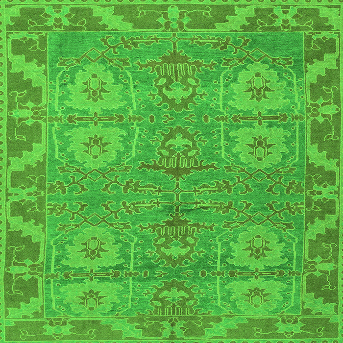 Square Machine Washable Oriental Green Traditional Area Rugs, wshabs1658grn