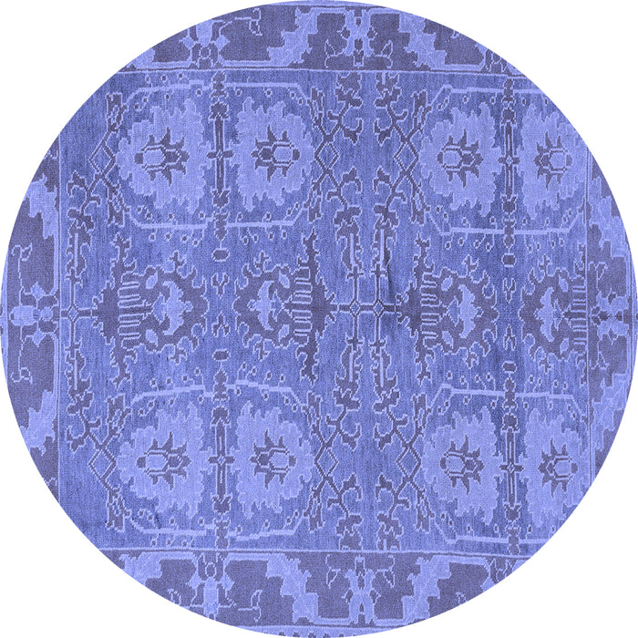 Round Machine Washable Oriental Blue Traditional Rug, wshabs1658blu
