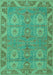 Machine Washable Oriental Turquoise Traditional Area Rugs, wshabs1658turq