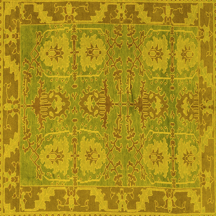 Square Machine Washable Oriental Yellow Traditional Rug, wshabs1658yw