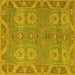 Square Machine Washable Oriental Yellow Traditional Rug, wshabs1658yw