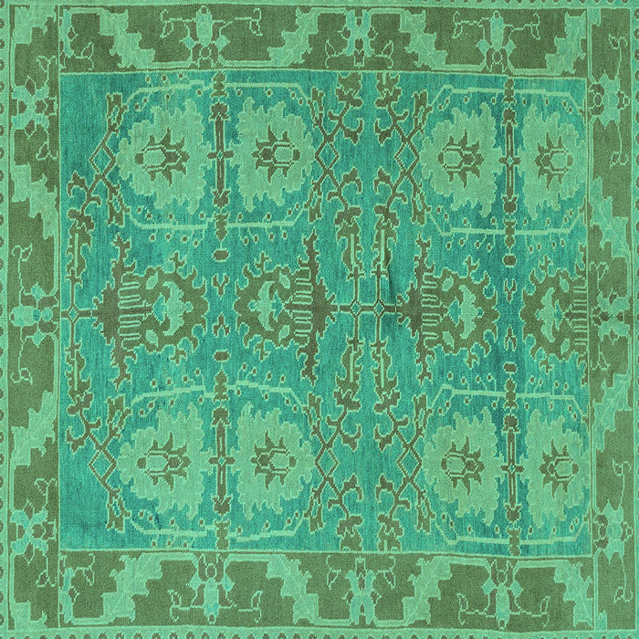Square Machine Washable Oriental Turquoise Traditional Area Rugs, wshabs1658turq