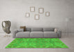 Machine Washable Oriental Green Traditional Area Rugs in a Living Room,, wshabs1658grn