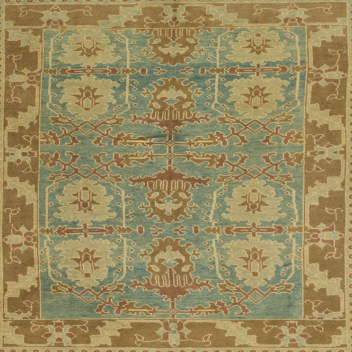 Square Abstract Copper Green Oriental Rug, abs1658