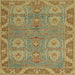 Square Abstract Copper Green Oriental Rug, abs1658