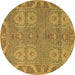 Round Oriental Brown Traditional Rug, abs1658brn