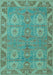 Machine Washable Oriental Light Blue Traditional Rug, wshabs1658lblu