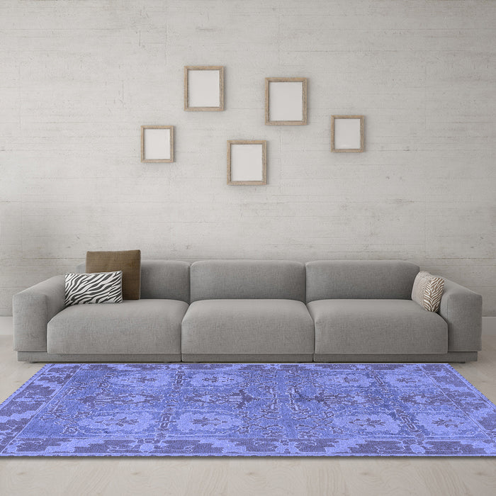 Machine Washable Oriental Blue Traditional Rug in a Living Room, wshabs1658blu