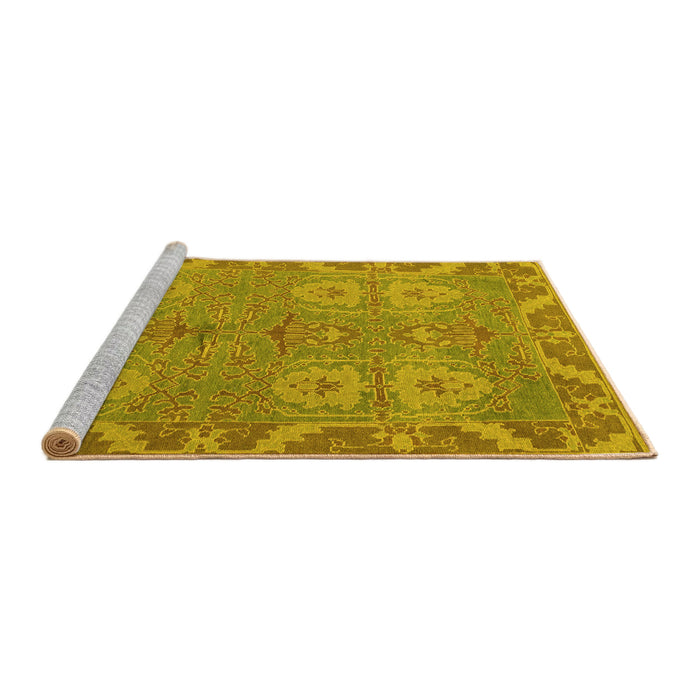 Sideview of Machine Washable Oriental Yellow Traditional Rug, wshabs1658yw