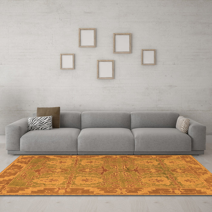 Machine Washable Oriental Orange Traditional Area Rugs in a Living Room, wshabs1658org