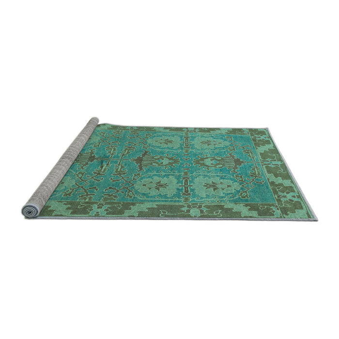Sideview of Machine Washable Oriental Light Blue Traditional Rug, wshabs1658lblu