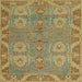 Square Machine Washable Abstract Brass Green Rug, wshabs1658