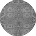 Round Machine Washable Oriental Gray Traditional Rug, wshabs1658gry