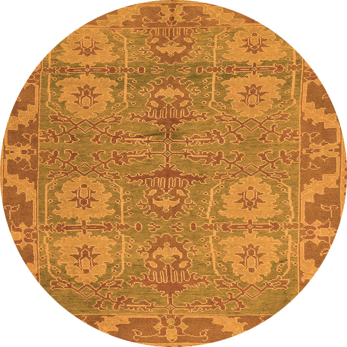 Round Machine Washable Oriental Orange Traditional Area Rugs, wshabs1658org