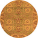 Round Machine Washable Oriental Orange Traditional Area Rugs, wshabs1658org