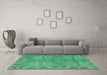 Machine Washable Oriental Turquoise Traditional Area Rugs in a Living Room,, wshabs1658turq