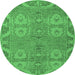 Round Oriental Emerald Green Traditional Rug, abs1658emgrn