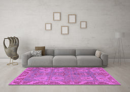 Machine Washable Oriental Purple Traditional Area Rugs in a Living Room, wshabs1658pur