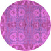 Round Machine Washable Oriental Purple Traditional Area Rugs, wshabs1658pur