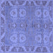 Square Machine Washable Oriental Blue Traditional Rug, wshabs1658blu