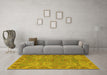 Machine Washable Oriental Yellow Traditional Rug in a Living Room, wshabs1658yw