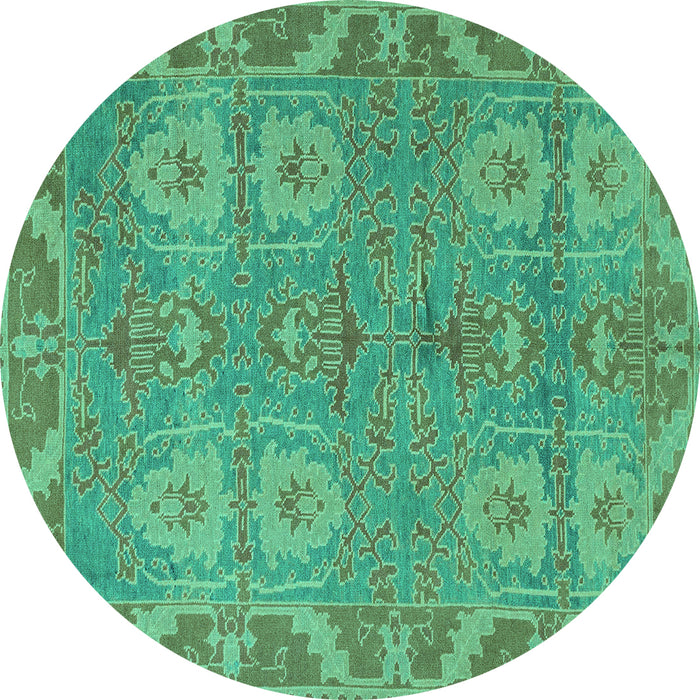 Round Oriental Turquoise Traditional Rug, abs1658turq