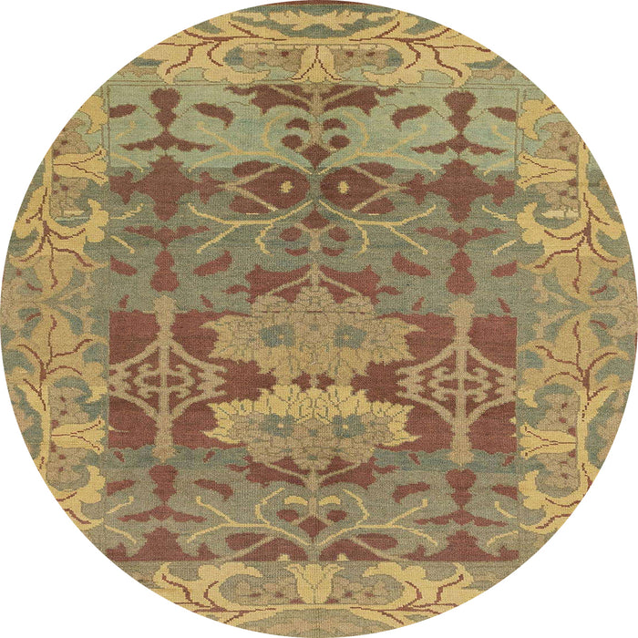 Round Abstract Light Brown Oriental Rug, abs1659