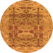 Round Machine Washable Oriental Orange Traditional Area Rugs, wshabs1659org