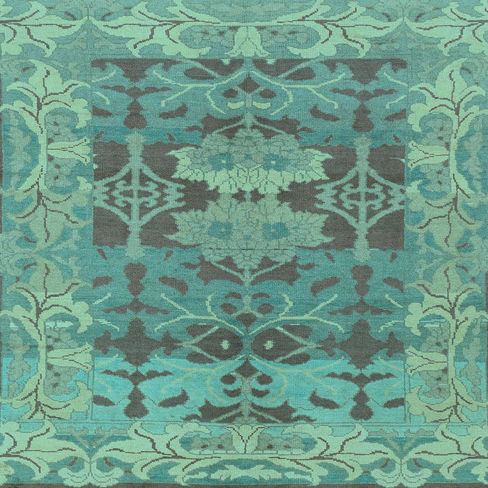 Square Machine Washable Oriental Light Blue Traditional Rug, wshabs1659lblu